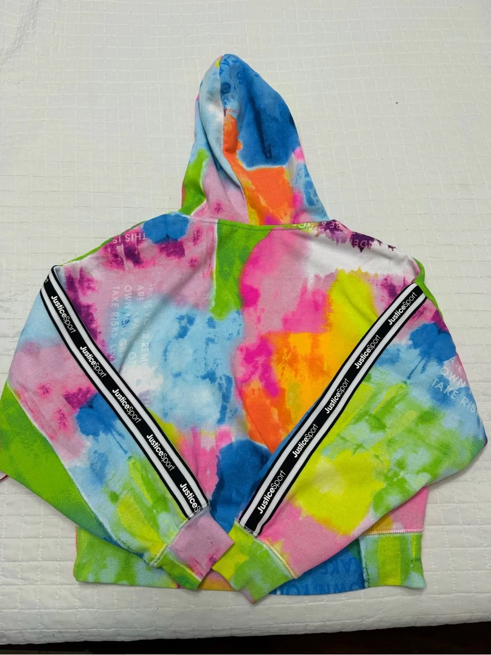 Justice Sport Rainbow Tie Dye Hoodie Girls Size Large 12/ 14